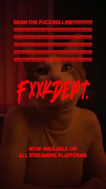 FXXK DEPT. cat character with red release typography.