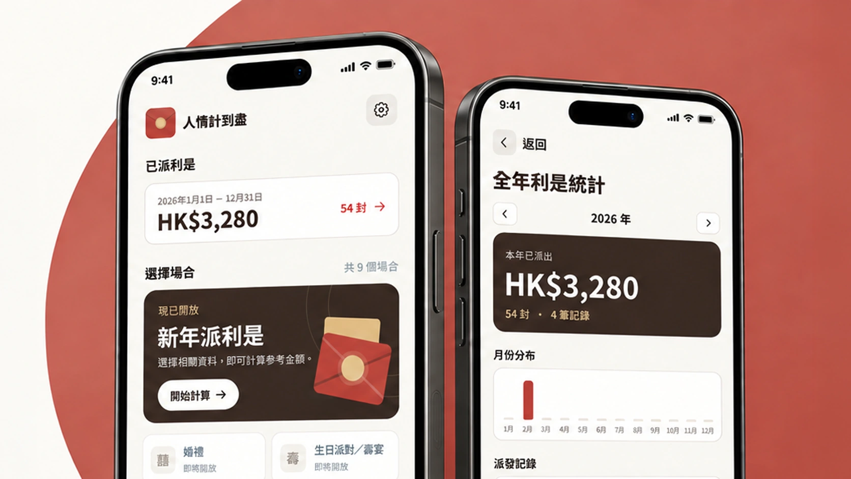 GiftWise design mockup showing its home screen and annual giving summary on two phones.